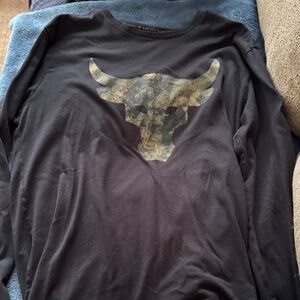 Under Armour Black Long Sleeve Shirt with Camouflage Bull Design
